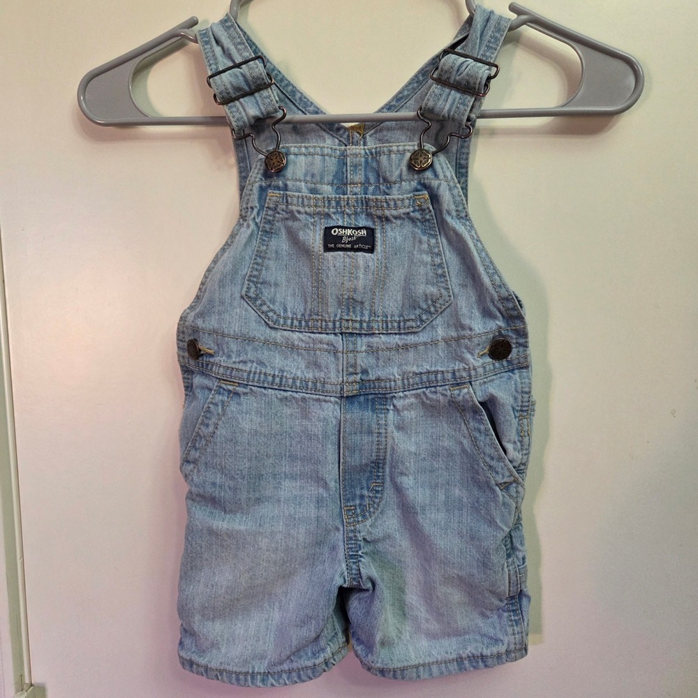 OshKosh Bgosh Toddler Boys Light Wash Denim Shortalls Overalls 2T